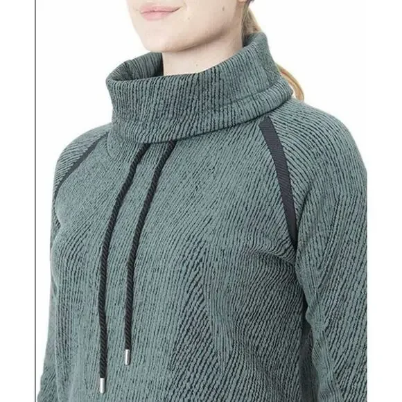 Kirkland Signature Jacquard Mockneck Cozy Pullover Women's M Green/Teal - Picture 2 of 12